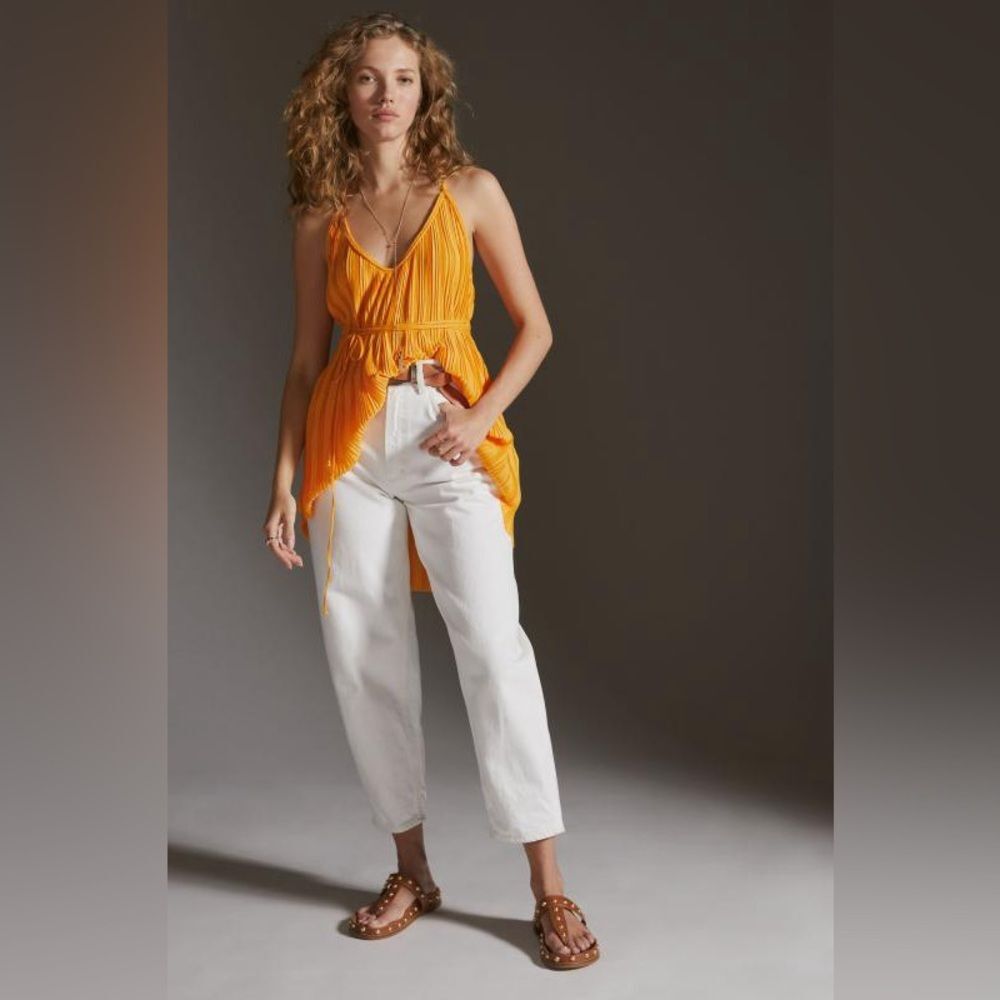 NEW Anthropologie Sz Medium Braided Goddess Halter Pleated Halter Top